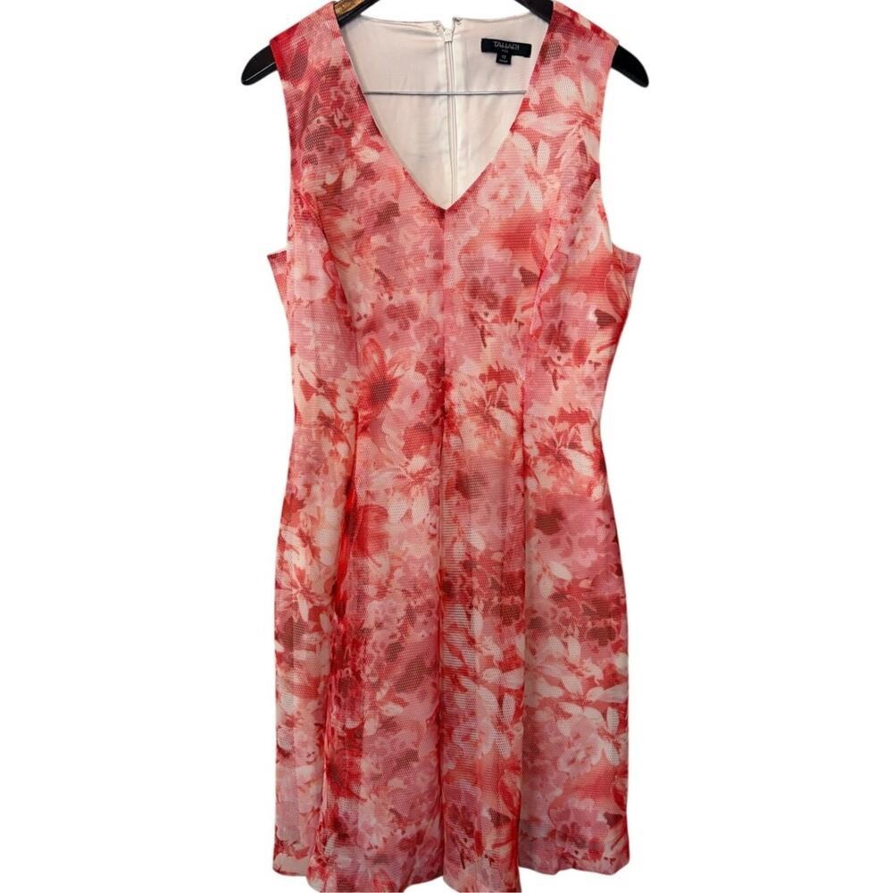 Tahari ASL Pink Floral Sleeveless Cocktail Midi Dress Sz 12